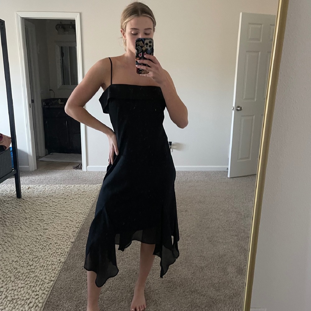 Vintage 90s‎ Y2K Niki by Niki Livas Ruffle Hem Midi Dress